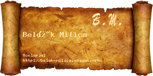 Belák Milica névjegykártya